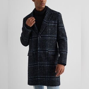 Express Plaid Wool-Blend Topcoat